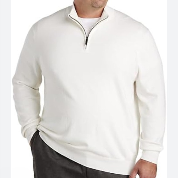 Merino wool men’s sweater 1/4 zip cream color Size Medium men’s fit unisex - Picture 1 of 8